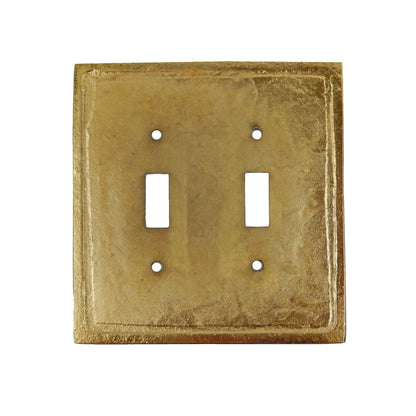 Polished Brass Metal Ornate Floral Double Toggle Switch Wall Plate Cover