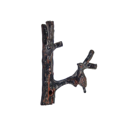 Pewter Metal Bird Branch Double Wall Hook Key Towel Coat Hanger Antique Style