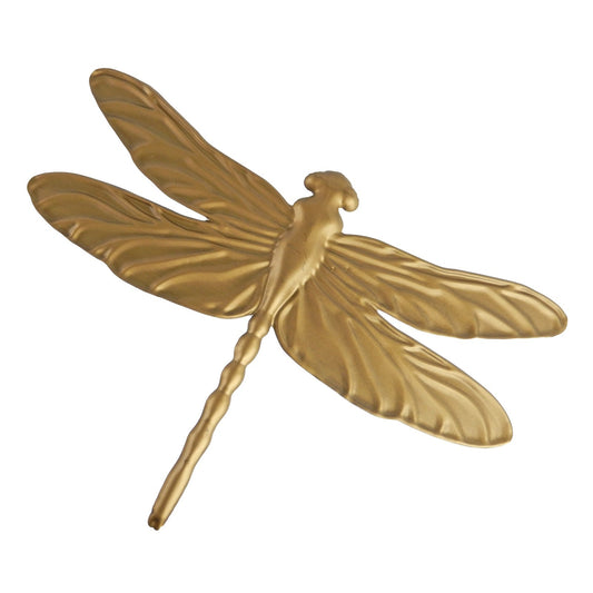 Large & Small 2 Piece Set Metal Dragonflies Wall Decor Embossed Design Golden
