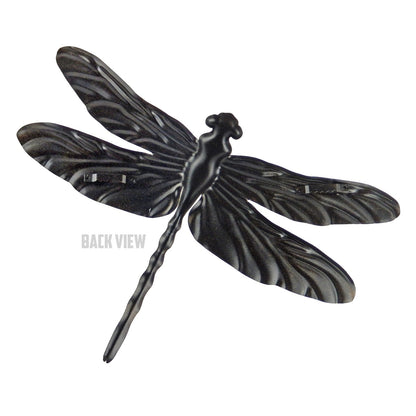 Large & Small 2 Piece Set Metal Dragonflies Wall Decor Embossed Design Golden