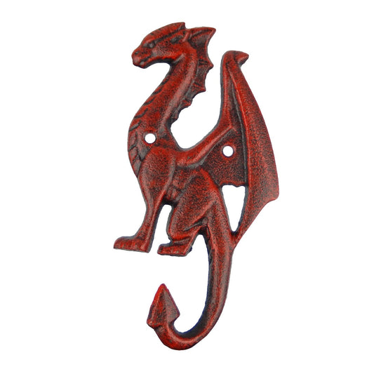 Rustic Red Cast Iron Dragon Tail Wall Hook Key Towel Coat Robe Door Hanger