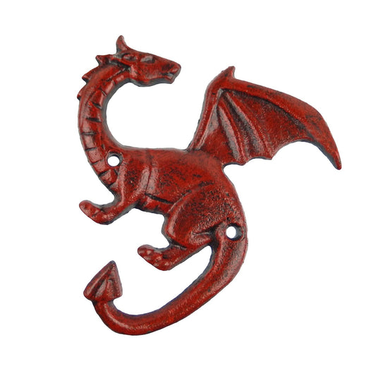Red Cast Iron Dragon Tail Wall Hook Fantasy Key Towel Coat Robe Door Hanger