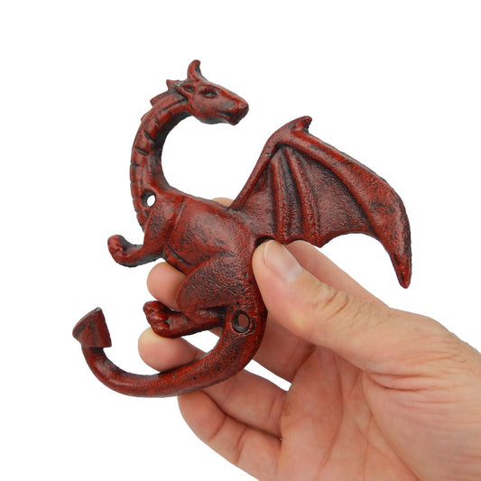 Red Cast Iron Dragon Tail Wall Hook Fantasy Key Towel Coat Robe Door Hanger