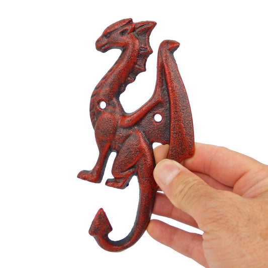 Rustic Red Cast Iron Dragon Tail Wall Hook Key Towel Coat Robe Door Hanger