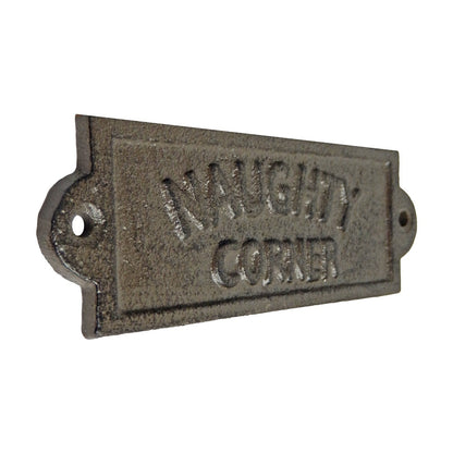 Small Cast Iron Naughty Corner Wall Decor Sign Rustic Antique Style 5.5 inch
