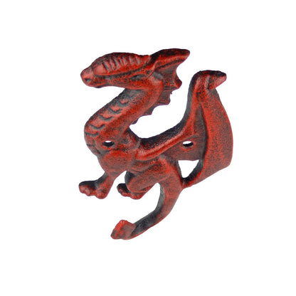 Rustic Red Cast Iron Dragon Tail Wall Hook Key Towel Coat Robe Door Hanger