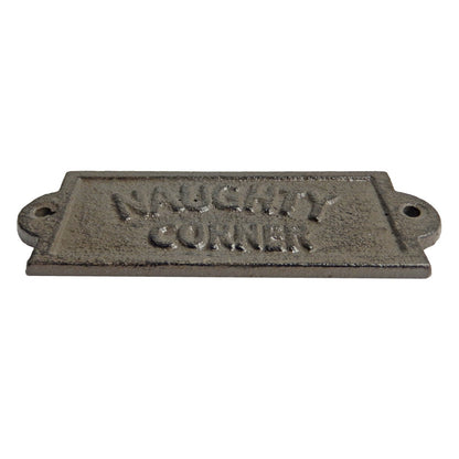 Small Cast Iron Naughty Corner Wall Decor Sign Rustic Antique Style 5.5 inch