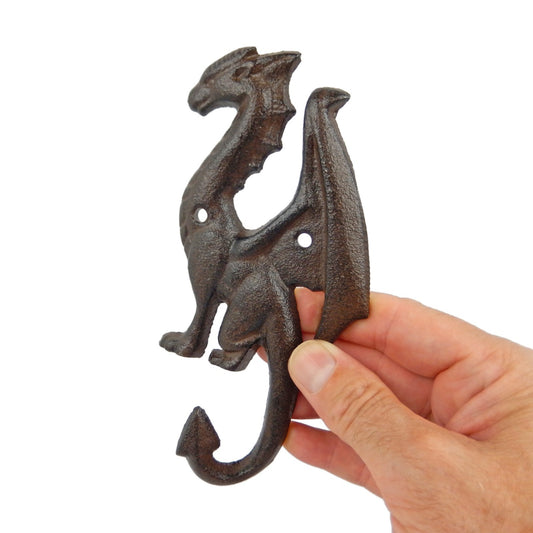 Rustic Brown Cast Iron Dragon Tail Wall Hook Key Towel Coat Robe Door Hanger