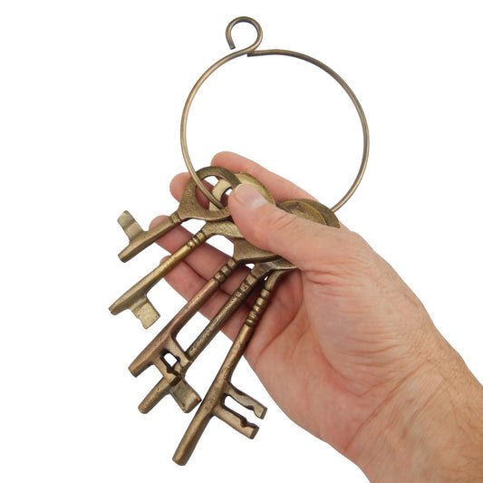 Metal Antique Bronze 5 Skeleton Keys On A Ring Victorian Antique Style Decor
