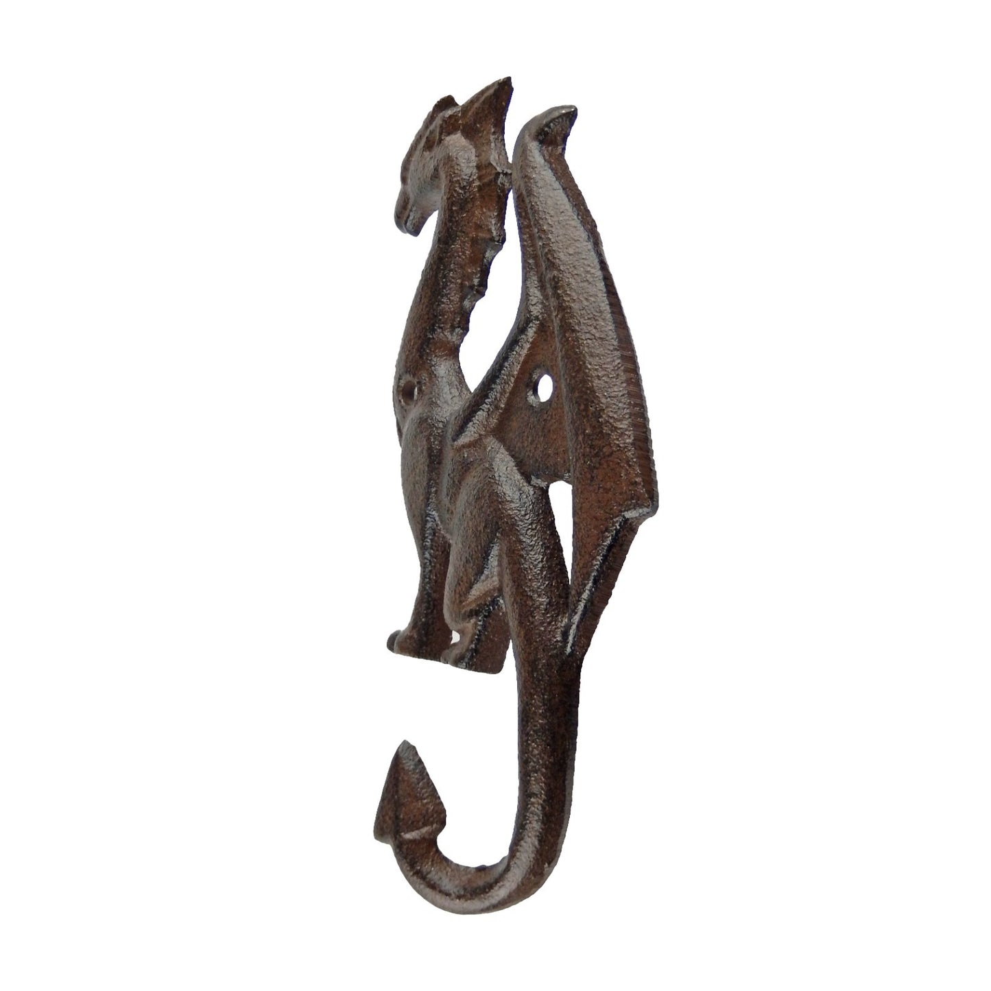 Rustic Brown Cast Iron Dragon Tail Wall Hook Key Towel Coat Robe Door Hanger