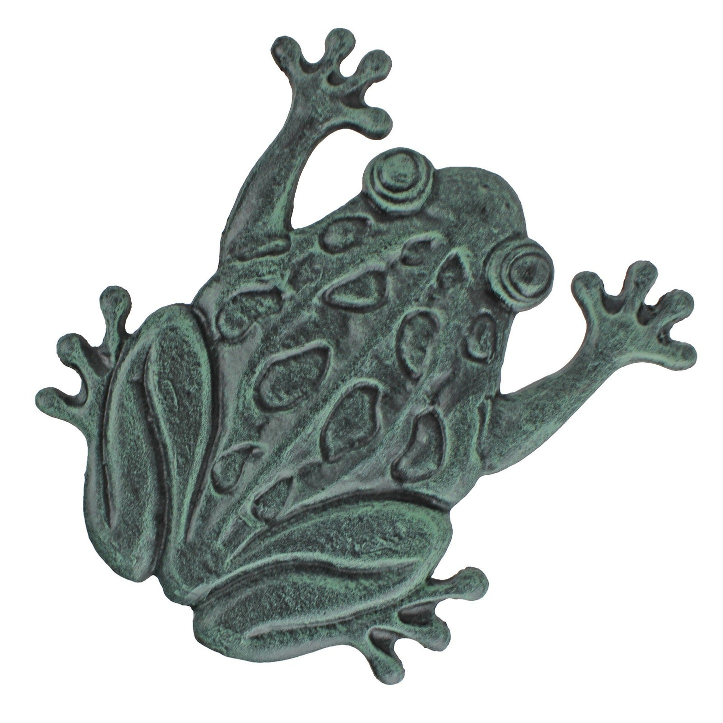 Large Cast Iron Frog Stepping Stone Garden Yard Pond Decor Verdigris 11.5 inch