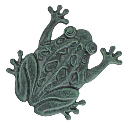 Large Cast Iron Frog Stepping Stone Garden Yard Pond Decor Verdigris 11.5 inch