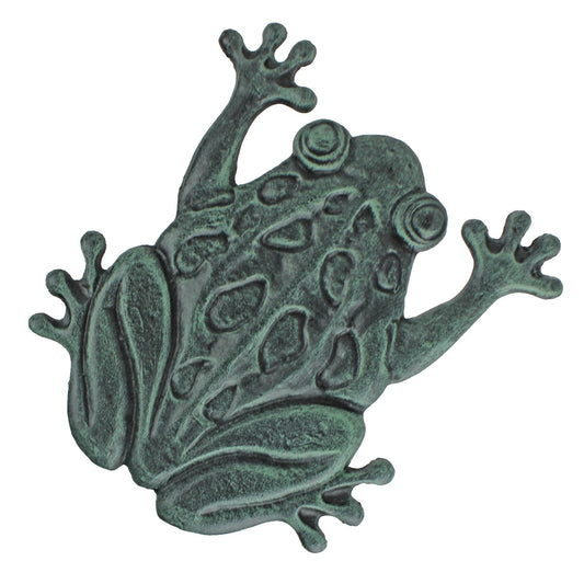 Large Cast Iron Frog Stepping Stone Garden Yard Pond Decor Verdigris 11.5 inch