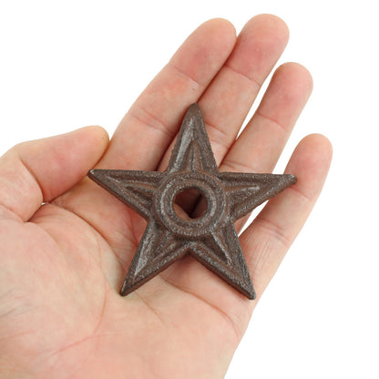 Small Cast Iron Texas Star With Hole Metal Washer Rustic Brown Western 3 inch