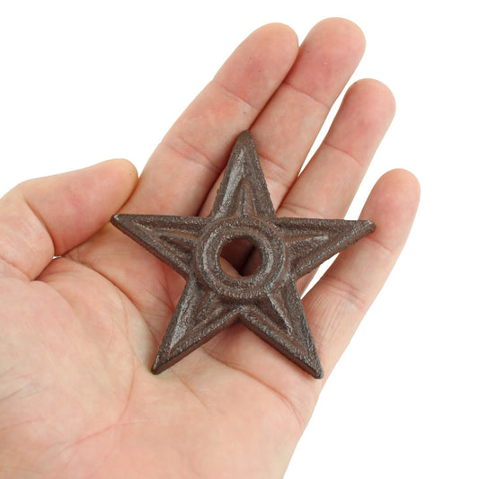 Small Cast Iron Texas Star With Hole Metal Washer Rustic Brown Western 3 inch