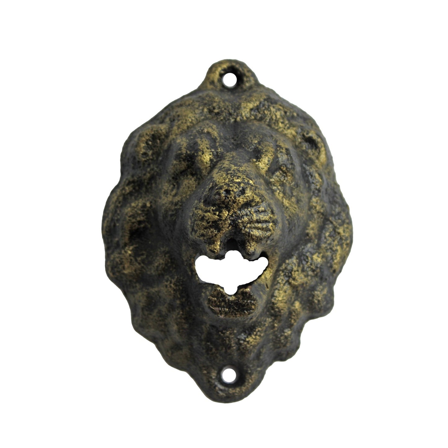 Cast Iron Lion Head Teeth Beer Soda Bar Bottle Opener Wall Mounted Antique Gold