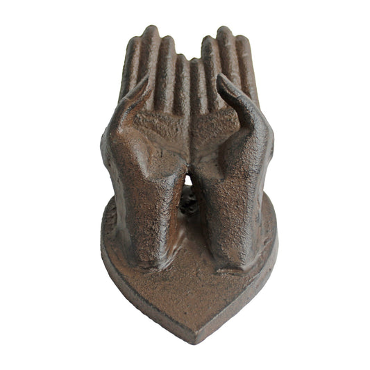 Cast Iron Hands On Heart Figurine Paperweight Jewelry Ring Holder Rustic Brown