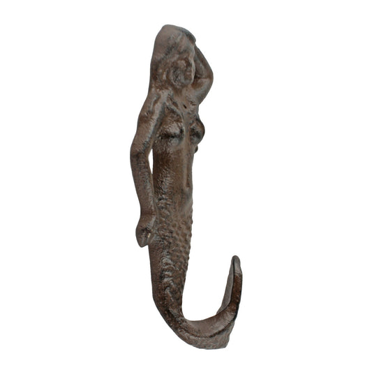 Cast Iron Mermaid Wall Hook Towel Coat Hanger Antique Brown Nautical Wall Decor