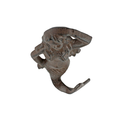 Cast Iron Mermaid Wall Hook Towel Coat Hanger Antique Brown Nautical Wall Decor