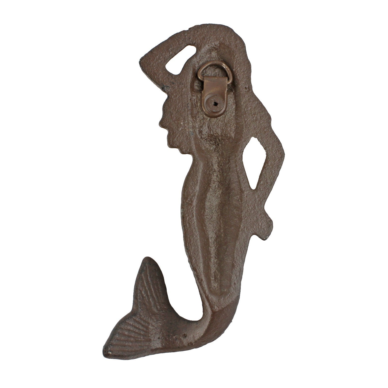 cast iron fish towel hook Rustic Cast Iron Mermaid Hook Wall Hanger Decor Beach Nautical Towel Holder (Brown)