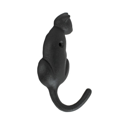 Black Cast Iron Cat Tail Wall Hook Key Towel Coat Cap Purse Behind Door Hanger