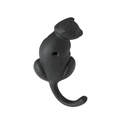 Black Cast Iron Cat Tail Wall Hook Key Towel Coat Cap Purse Behind Door Hanger