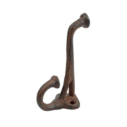 Rustic Cast Iron Double Wall Hook Key Towel Coat Hanger Antique Brown 3 3/4 inch