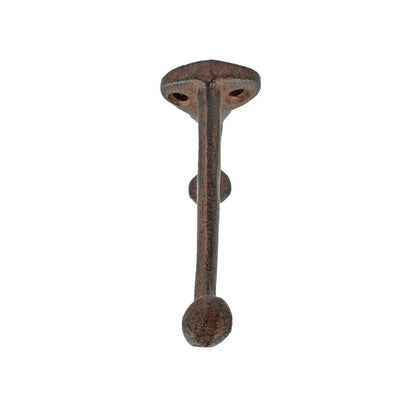 Rustic Cast Iron Double Wall Hook Key Towel Coat Hanger Antique Brown 3 3/4 inch