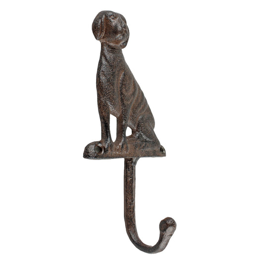 Cast Iron Dog Leash Wall Hook Key Towel Coat Purse Hanger Antique Brown 7 inch