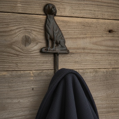Cast Iron Dog Leash Wall Hook Key Towel Coat Purse Hanger Antique Brown 7 inch