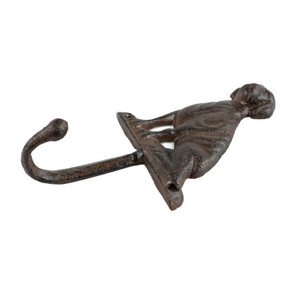 Cast Iron Dog Leash Wall Hook Key Towel Coat Purse Hanger Antique Brown 7 inch