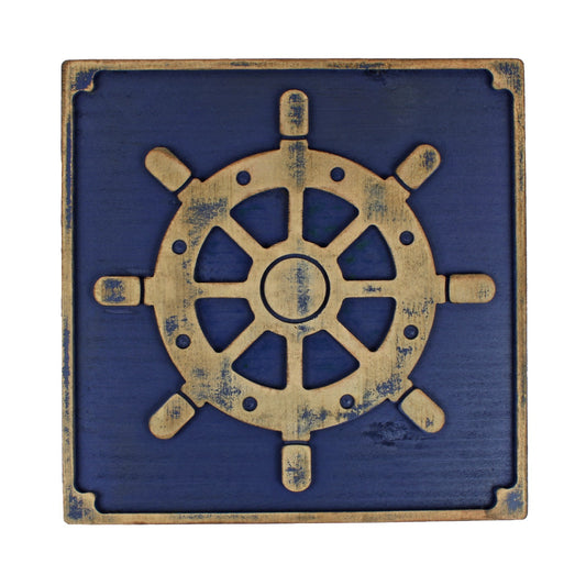 Rustic Wooden Ship's Wheel Helm Captain Nautical Beach House Wall Decor 13 inch