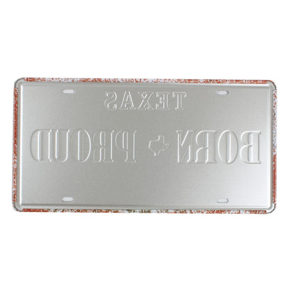 Rustic Born Proud Texas Map Embossed Metal License Plate Wall Decor 12 x 6 in