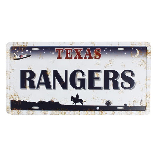 Rustic Texas Rangers Embossed Metal License Plate Wall Decor Sign 12 x 6 in