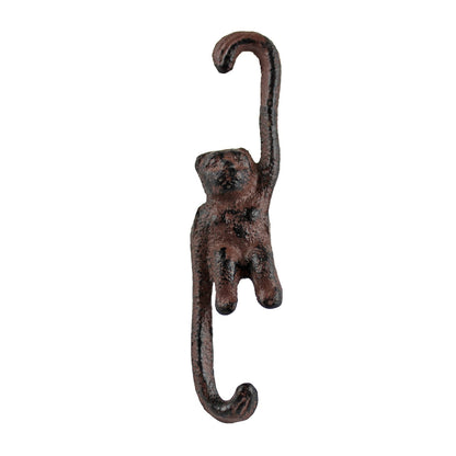 Small Rustic Cast Iron Monkey Double Hook Ceiling Plant Basket Hanger 4 1/4 inch