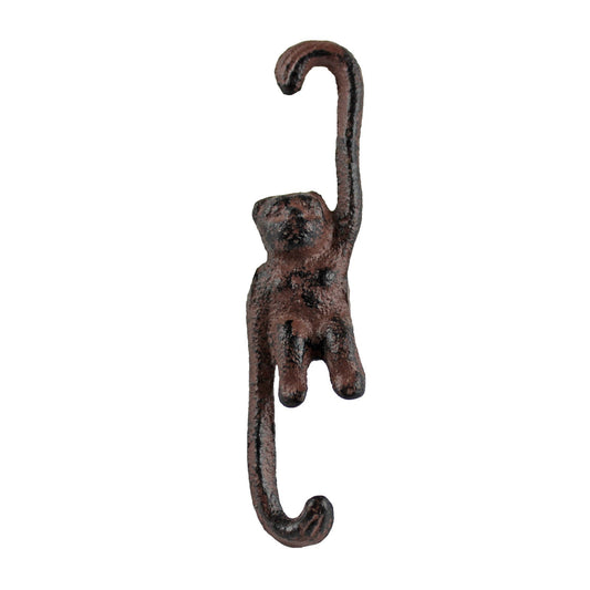 Small Rustic Cast Iron Monkey Double Hook Ceiling Plant Basket Hanger 4 1/4 inch