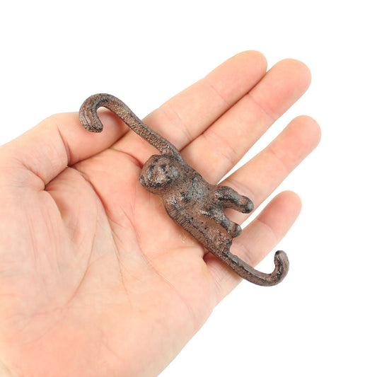 Small Rustic Cast Iron Monkey Double Hook Ceiling Plant Basket Hanger 4 1/4 inch