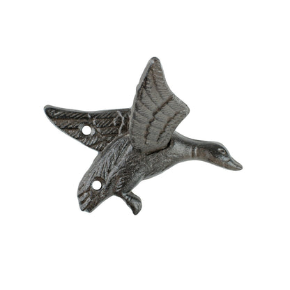 Rustic Cast Iron Flying Duck Wing Wall Hook Coat Towel Dog Leash Hanger Brown