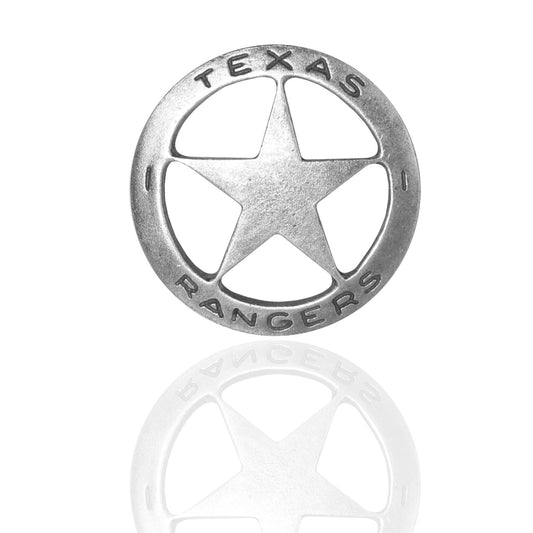 Texas Rangers Star Badge Antique Silver Finish Old West Replica Made in USA