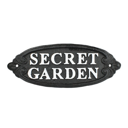 Secret Garden Cast Iron Sign Greenhouse Patio Porch Wall Decor Black 9.25 inch
