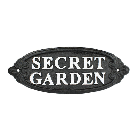 Secret Garden Cast Iron Sign Greenhouse Patio Porch Wall Decor Black 9.25 inch