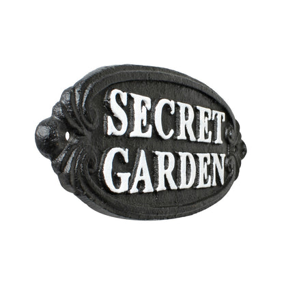 Secret Garden Cast Iron Sign Greenhouse Patio Porch Wall Decor Black 9.25 inch