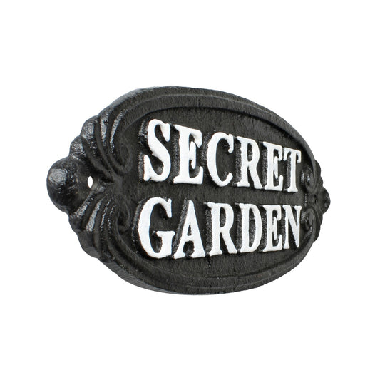 Secret Garden Cast Iron Sign Greenhouse Patio Porch Wall Decor Black 9.25 inch