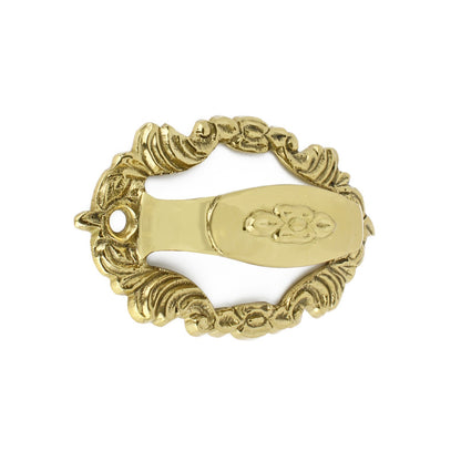 Polished Brass Metal Drawer Handle Pull Victorian Style Floral Pattern 4 3/8 in