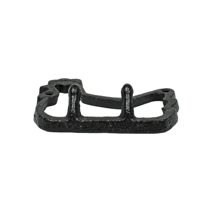 Small Cast Iron Chicken Double Wall Hook Key Hanger Country Farm Decor Black