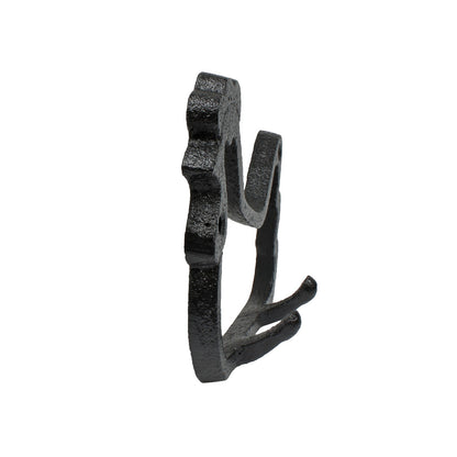 Small Cast Iron Chicken Double Wall Hook Key Hanger Country Farm Decor Black