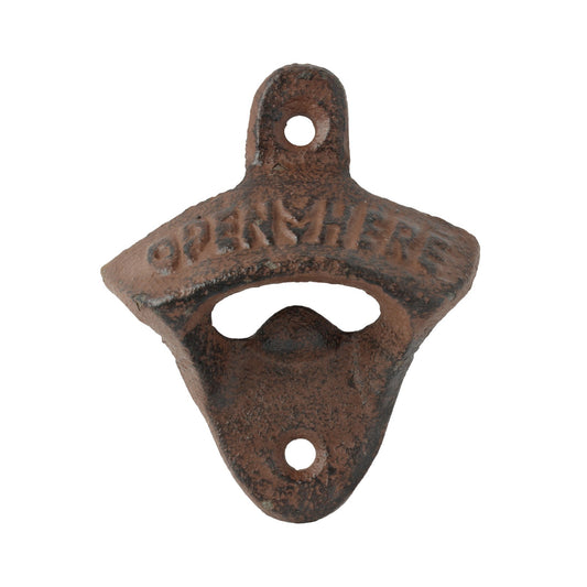 Rustic Cast Iron Open Here Wall Mounted Beer Bottle Opener Kitchen Bar Decor