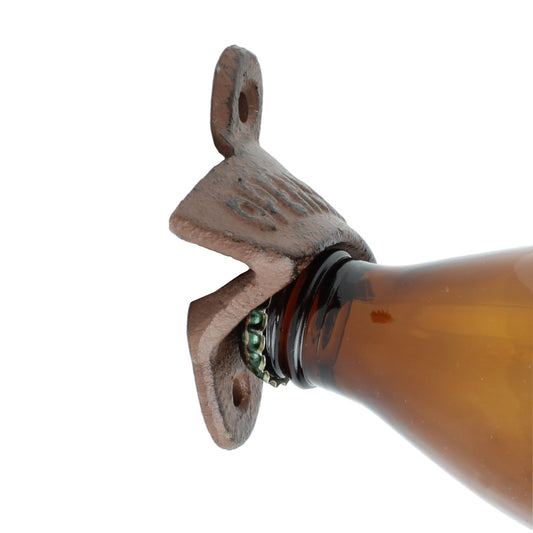 Rustic Cast Iron Open Here Wall Mounted Beer Bottle Opener Kitchen Bar Decor