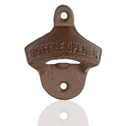 Rustic Brown Cast Iron Beer Soda "Bottle Opener" Wall Mounted Kitchen Bar Decor