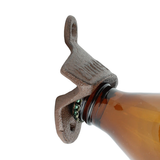 Rustic Brown Cast Iron Beer Soda "Bottle Opener" Wall Mounted Kitchen Bar Decor